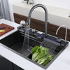 WS7546C Modern Multifunctional Handmade Sinks with Faucet Smart Button Control Waterfall with Cup Washer Decor 304 Material Nano PVD Surface Treatment