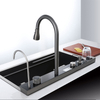 WS7546C Modern Multifunctional Handmade Sinks with Faucet Smart Button Control Waterfall with Cup Washer Decor 304 Material Nano PVD Surface Treatment