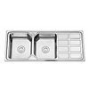  Double Bowl Stainless Steel Kitchen Sink With Drainboard 