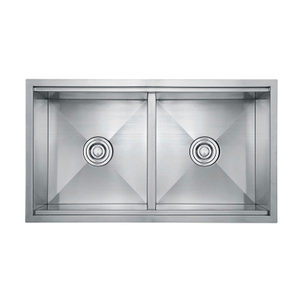 SUS304 Stainless Steel Undermount Double Bowl Handmade Kitchen Sink 