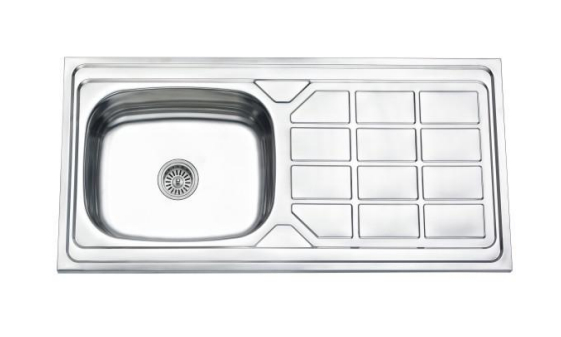 Stainless Steel Customized Polished Double Bowl Pressed kitchen Sink with Drainboard