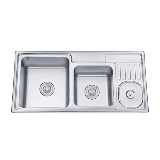 Stainless Steel Kitchen Sink Double Bowl With Trash Can