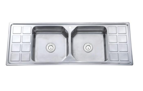 Home SUS304 201 Stainless Steel Double Bowl Kitchen Sink