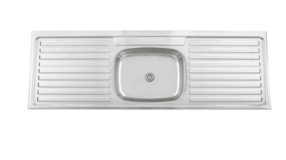 Wso15050-B Stainless Steel Kitchen African Style Single Bowl Double Drain Board Sink 