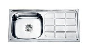 Stainless Steel Polished Single Bowl Pressed kitchen Sink with Faucet