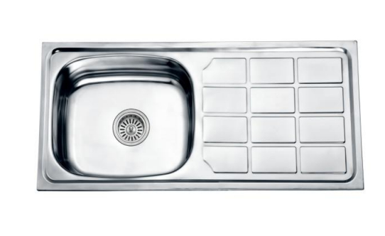 Stainless Steel Polished Single Bowl Pressed kitchen Sink with Faucet