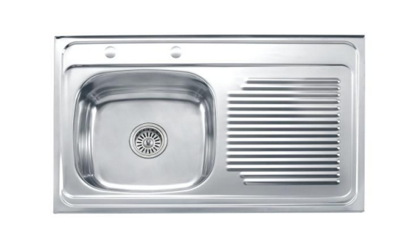 WLS8050-C Single Bowl Wtih Drainboard Polished Kitchen Sink Stainless Steel SUS304/201 Hot Sale Kitchenware