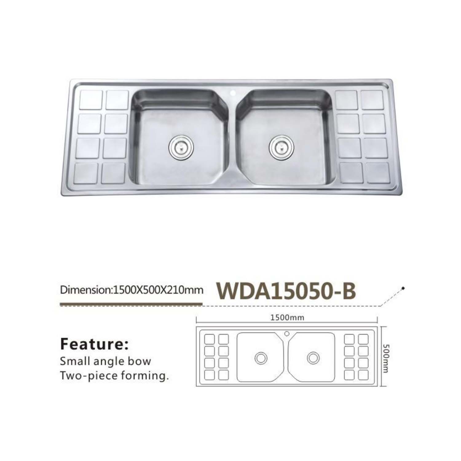 A stainless steel double bowl kitchen sink