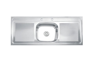 WSD12050 Stainless Steel Kitchen African Style Single Bowl Double Drain Board Sink 