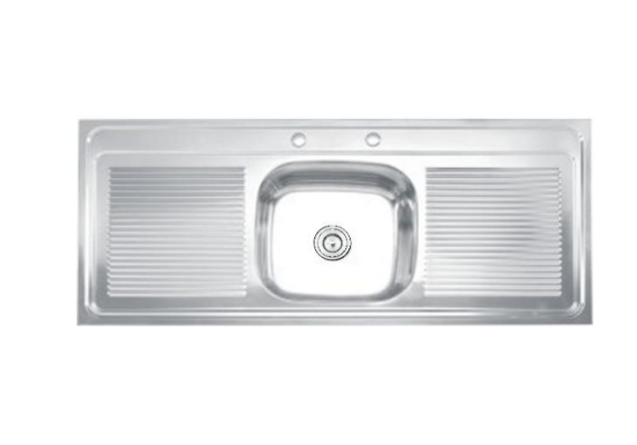 WSD12050 Stainless Steel Kitchen African Style Single Bowl Double Drain Board Sink 